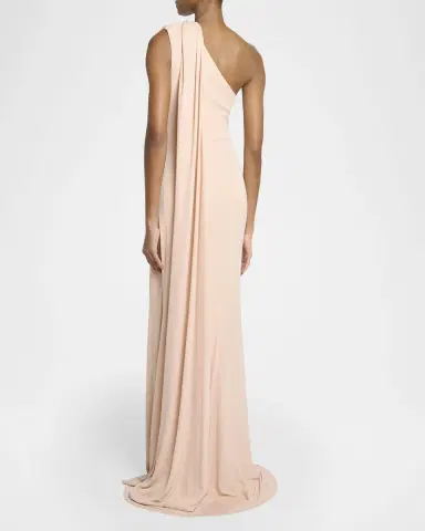Elie Saab One-Shoulder Ruched Jersey Gown | Thumbnail 3 Elie Saab One-Shoulder Ruched Jersey Gown | Thumbnail 3