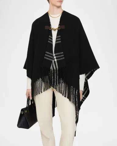 Burberry Fil Coupe EKD Wool Cape | Thumbnail 2 Burberry Fil Coupe EKD Wool Cape | Thumbnail 2