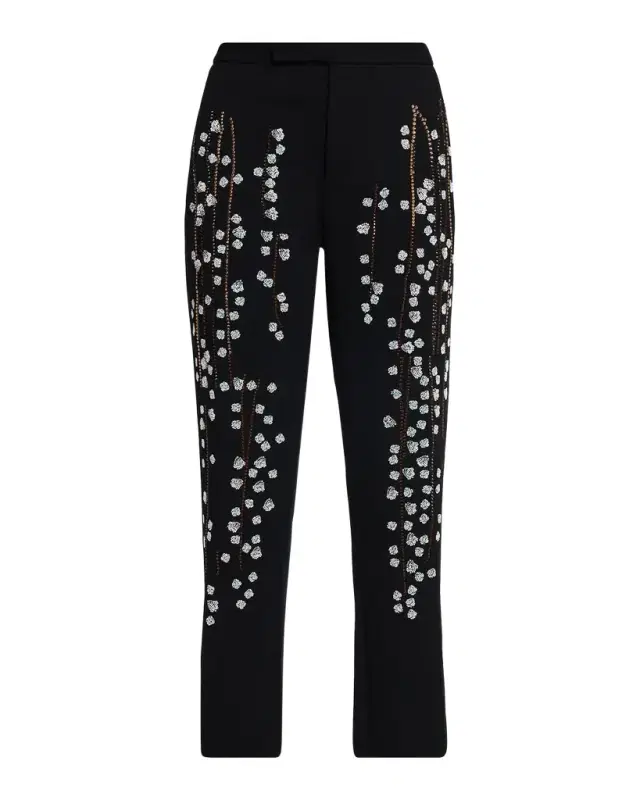 Libertine Sakura Embellished Narrow-Leg Crop Trousers