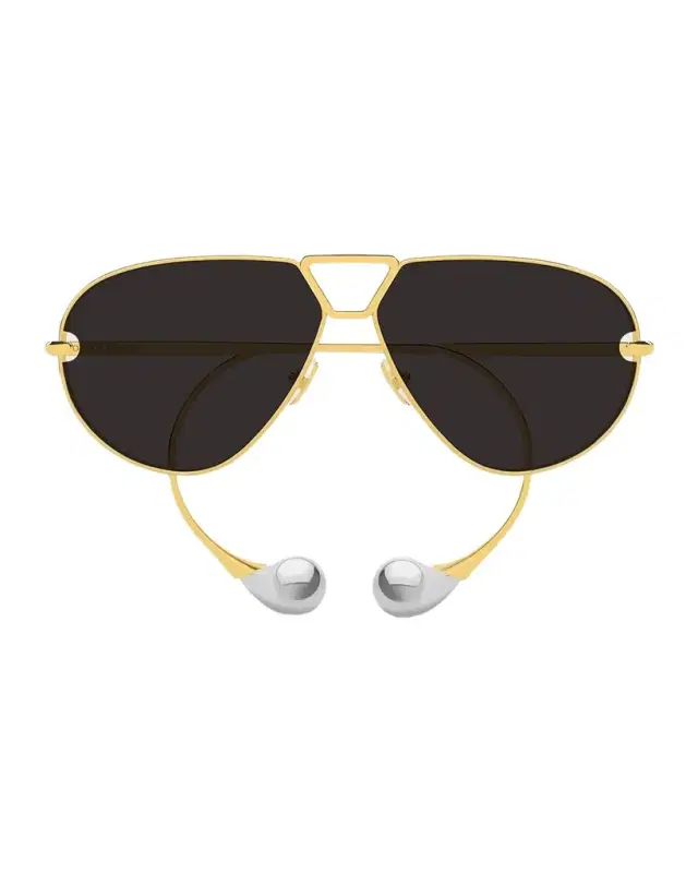 Bottega Veneta Drop 64mm Metal Aviator Sunglasses