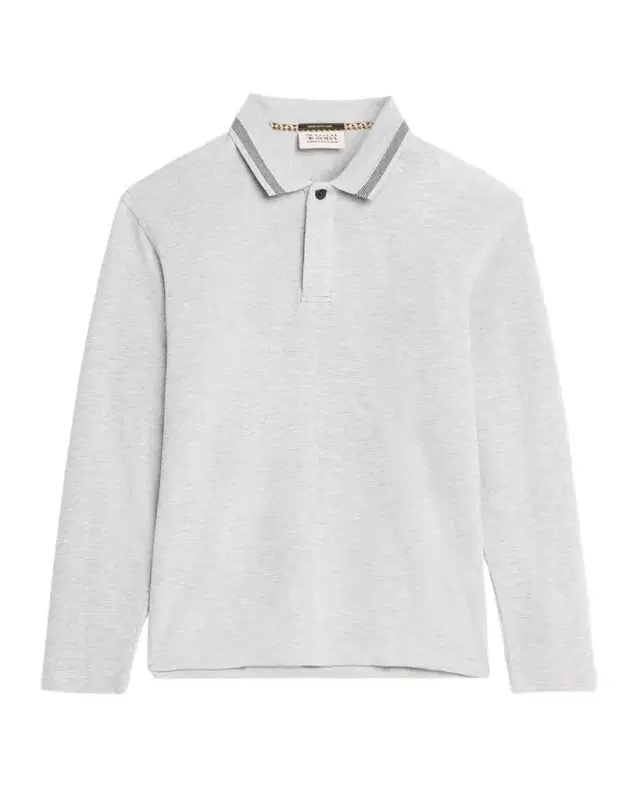 Scotch & Soda Men 's Structured Knit Stripe-Collar Polo Shirt