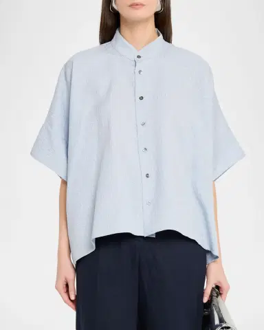 Eskandar A-Line Textured Silk Shirt | Thumbnail 2 Eskandar A-Line Textured Silk Shirt | Thumbnail 2