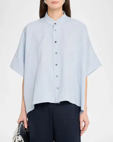 Eskandar A-Line Textured Silk Shirt | Thumbnail 4 Eskandar A-Line Textured Silk Shirt | Thumbnail 4