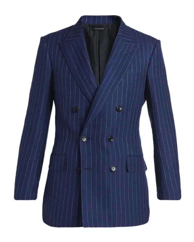 TOM FORD Pinstripe Wool/Linen/Silk Double-Breasted Blazer