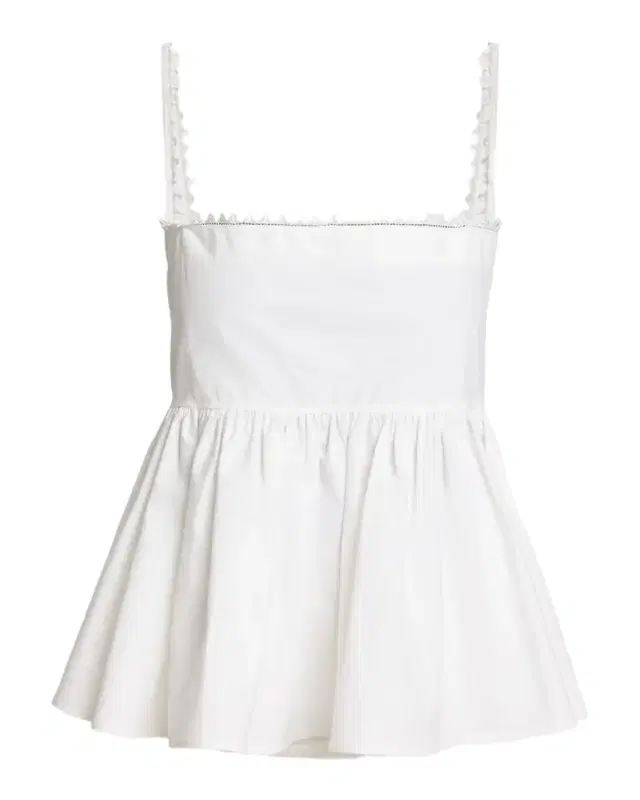 Sharktooth Trim Peplum-Hem Top