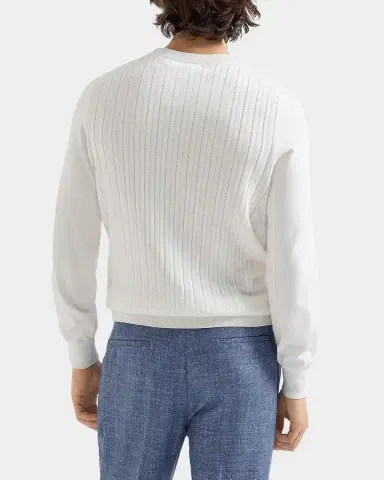 Brunello Cucinelli Men's Cotton Rib Crewneck Sweater | Thumbnail 3 Brunello Cucinelli Men's Cotton Rib Crewneck Sweater | Thumbnail 3