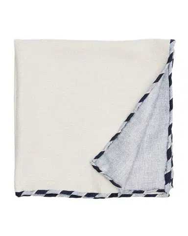 Brunello Cucinelli Men's Double-Face Stripe-Trim Silk Pocket Square | Thumbnail 1 Brunello Cucinelli Men's Double-Face Stripe-Trim Silk Pocket Square | Thumbnail 1