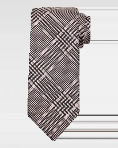 Tom Ford Men's Prince of Wales Grid Check Silk Tie | Thumbnail 2 Tom Ford Men's Prince of Wales Grid Check Silk Tie | Thumbnail 2