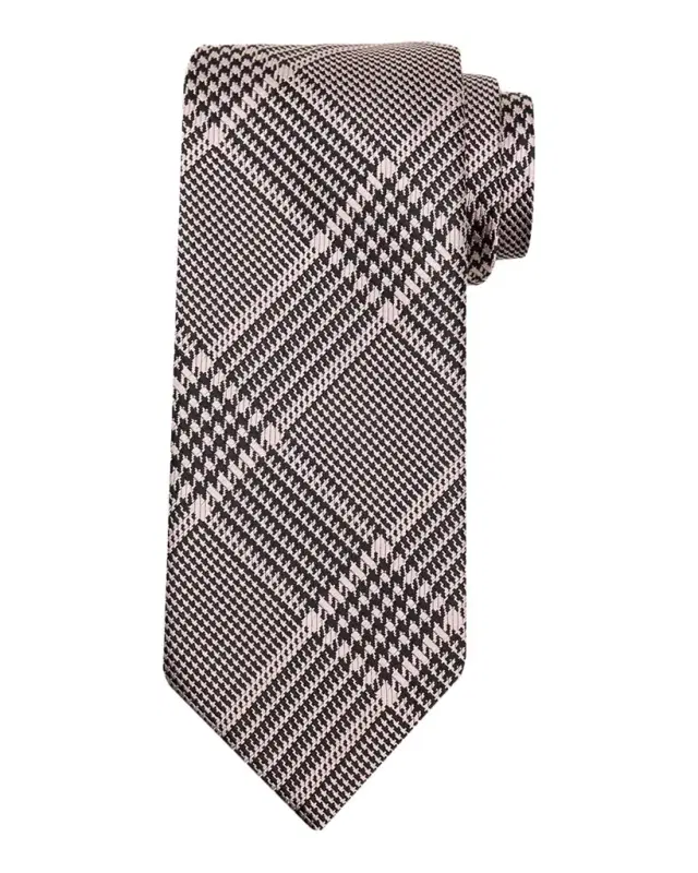 TOM FORD Men 's Prince of Wales Grid Check Silk Tie