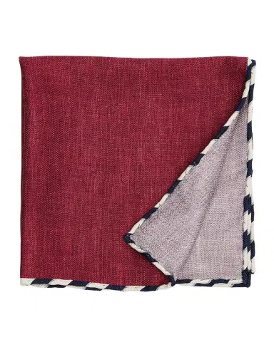 Brunello Cucinelli Men's Double-Face Stripe-Trim Silk Pocket Square | Thumbnail 1 Brunello Cucinelli Men's Double-Face Stripe-Trim Silk Pocket Square | Thumbnail 1