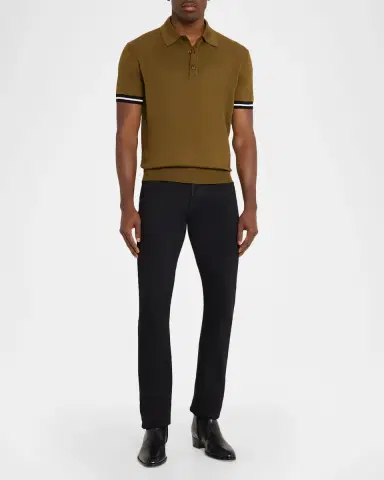 Tom Ford Men's Cotton and Silk Tipped Short-Sleeve Polo Sweater | Thumbnail 2 Tom Ford Men's Cotton and Silk Tipped Short-Sleeve Polo Sweater | Thumbnail 2