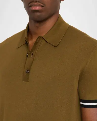 Tom Ford Men's Cotton and Silk Tipped Short-Sleeve Polo Sweater | Thumbnail 5 Tom Ford Men's Cotton and Silk Tipped Short-Sleeve Polo Sweater | Thumbnail 5