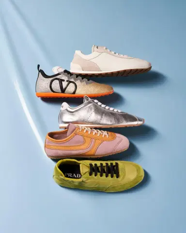 Dries Van Noten Mixed Leather Retro Runner Sneakers | Thumbnail 1