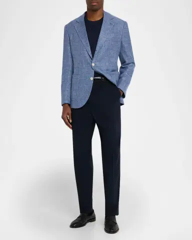 Brunello Cucinelli Men's Cotton Rib Crewneck Sweater | Thumbnail 2 Brunello Cucinelli Men's Cotton Rib Crewneck Sweater | Thumbnail 2