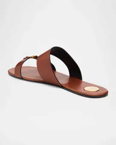 Saint Laurent Maine YSL Leather Slide Sandals | Thumbnail 4 Saint Laurent Maine YSL Leather Slide Sandals | Thumbnail 4