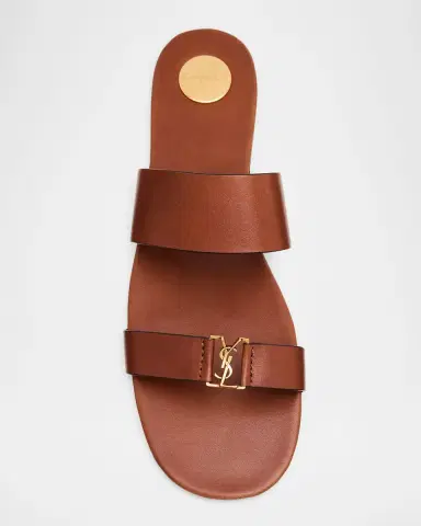 Saint Laurent Maine YSL Leather Slide Sandals | Thumbnail 6 Saint Laurent Maine YSL Leather Slide Sandals | Thumbnail 6