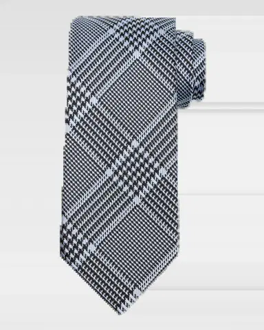 Tom Ford Men's Prince of Wales Grid Check Silk Tie | Thumbnail 2