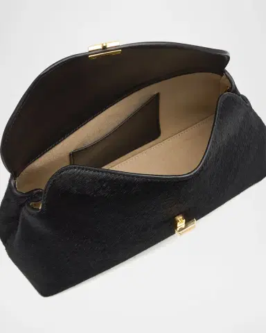 TOTEME T Lock Flap Horsehair Clutch Bag | Thumbnail 3 TOTEME T Lock Flap Horsehair Clutch Bag | Thumbnail 3