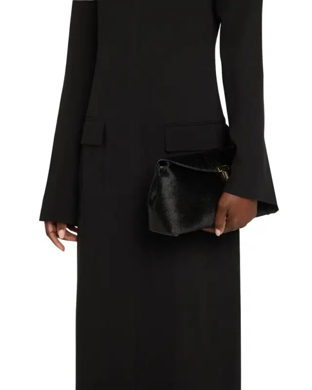 Toteme T Lock Flap Horsehair Clutch Bag