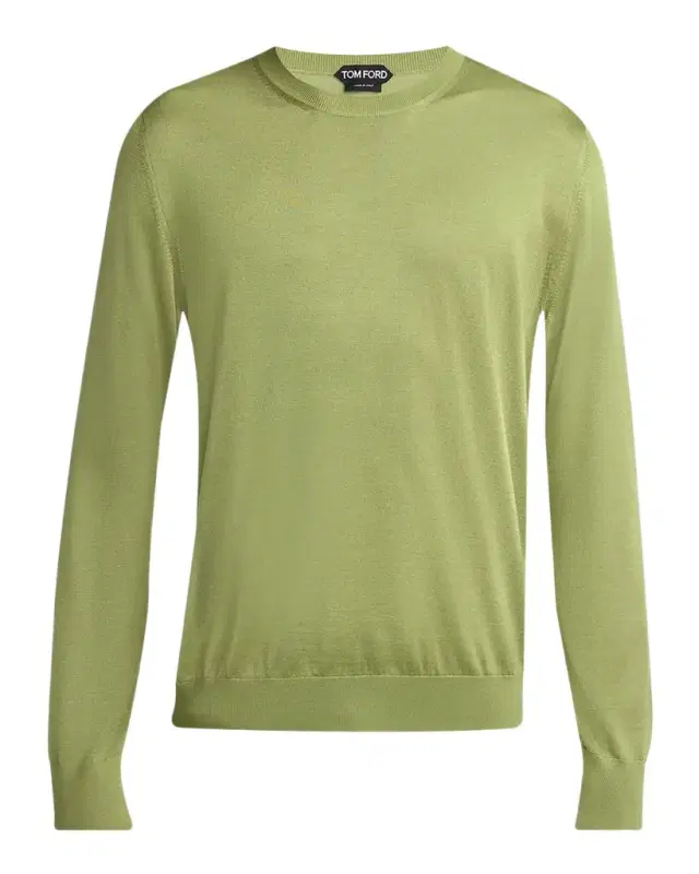Men 's Silk Knit Crewneck Sweater