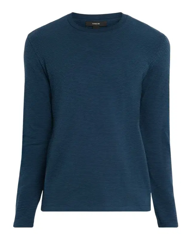 Men 's Striped Double-Knit Pima Cotton Long-Sleeve T-Shirt