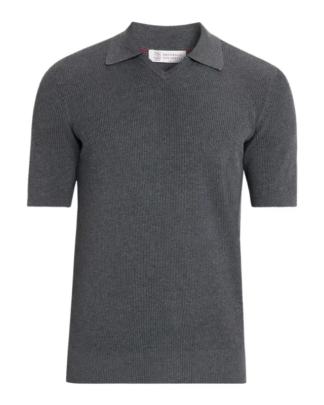 Men 's Cotton Rib Johnny Collar Polo Sweater