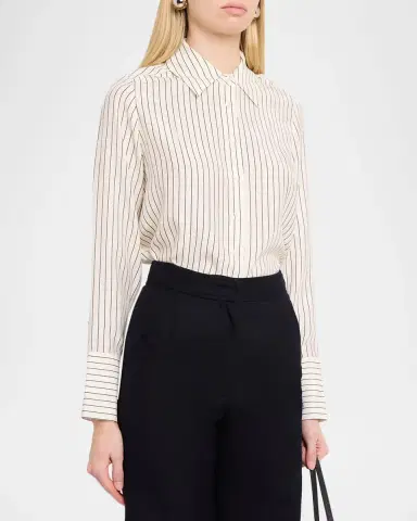 Co Striped Silk Button-Down Shirt | Thumbnail 4 Co Striped Silk Button-Down Shirt | Thumbnail 4