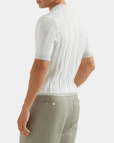 Brunello Cucinelli Men 's Cotton Jacquard Rib-Knit Polo Shirt | Thumbnail 3