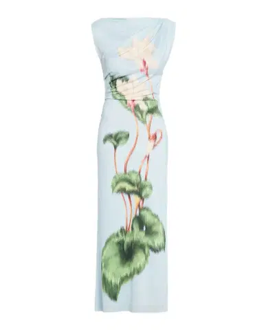 Oscar de la Renta Chinese Cyclamen-Print Draped Jersey Maxi Dress | Thumbnail 1 Oscar de la Renta Chinese Cyclamen-Print Draped Jersey Maxi Dress | Thumbnail 1