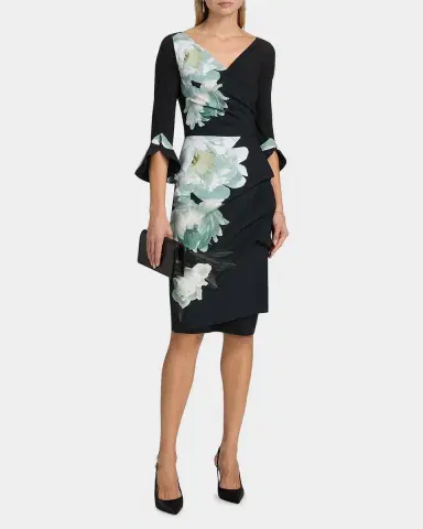 Chiara Boni La Petite Robe Triana Floral-Print Surplice Bodycon Dress | Thumbnail 4 Chiara Boni La Petite Robe Triana Floral-Print Surplice Bodycon Dress | Thumbnail 4
