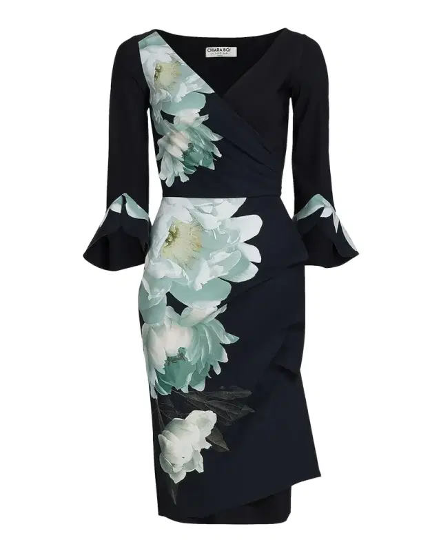 Chiara Boni La Petite Robe Triana Floral-Print Surplice Bodycon Dress