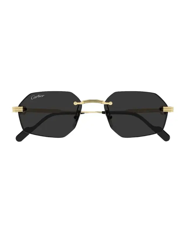 Cartier Men 's Rimless Metal Geometric Sunglasses