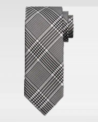 Tom Ford Men's Prince of Wales Grid Check Silk Tie | Thumbnail 2 Tom Ford Men's Prince of Wales Grid Check Silk Tie | Thumbnail 2