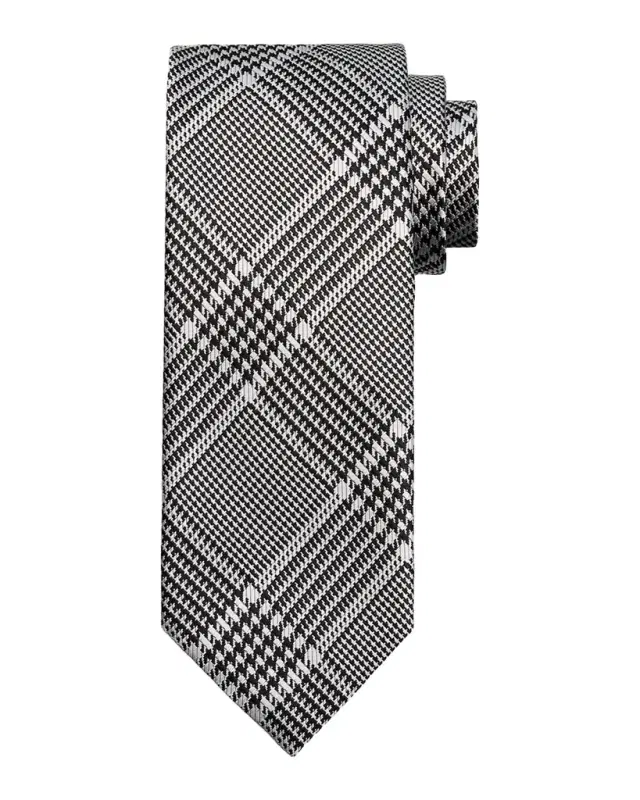 TOM FORD Men 's Prince of Wales Grid Check Silk Tie