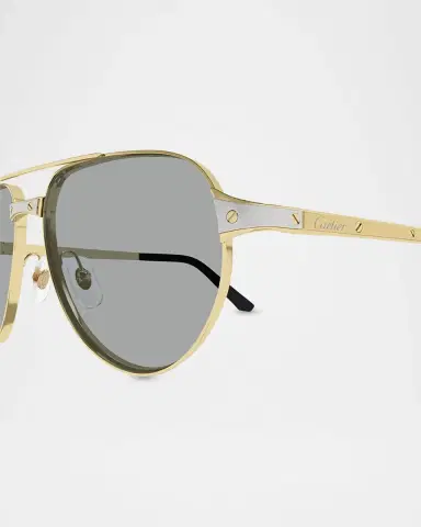 Cartier Men's CT0425S-006 Metal and Acetate Aviator Sunglasses | Thumbnail 3