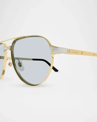 Cartier Men's CT0425S-006 Metal and Acetate Aviator Sunglasses | Thumbnail 4