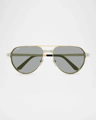 Cartier Men's CT0425S-006 Metal and Acetate Aviator Sunglasses | Thumbnail 6