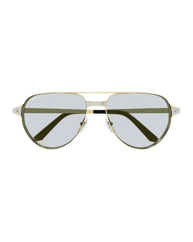 Cartier Men's CT0425S-006 Metal and Acetate Aviator Sunglasses