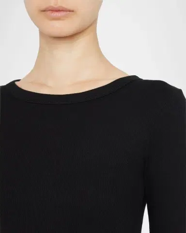 ÉTERNE Long-Sleeve Fitted Crewneck Top | Thumbnail 5