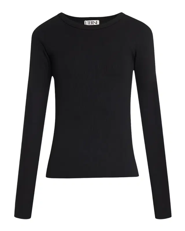 Long-Sleeve Fitted Crewneck Top