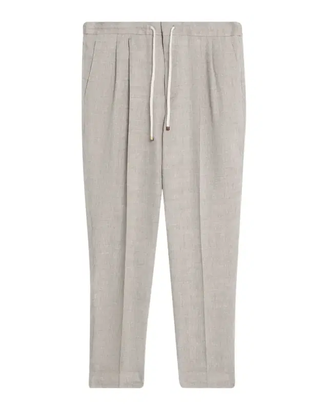 Brunello Cucinelli Men 's Linen and Wool Pleated Drawstring Pants