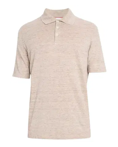 Brunello Cucinelli Men's Linen and Cotton Heathered Polo Shirt | Thumbnail 1 Brunello Cucinelli Men's Linen and Cotton Heathered Polo Shirt | Thumbnail 1