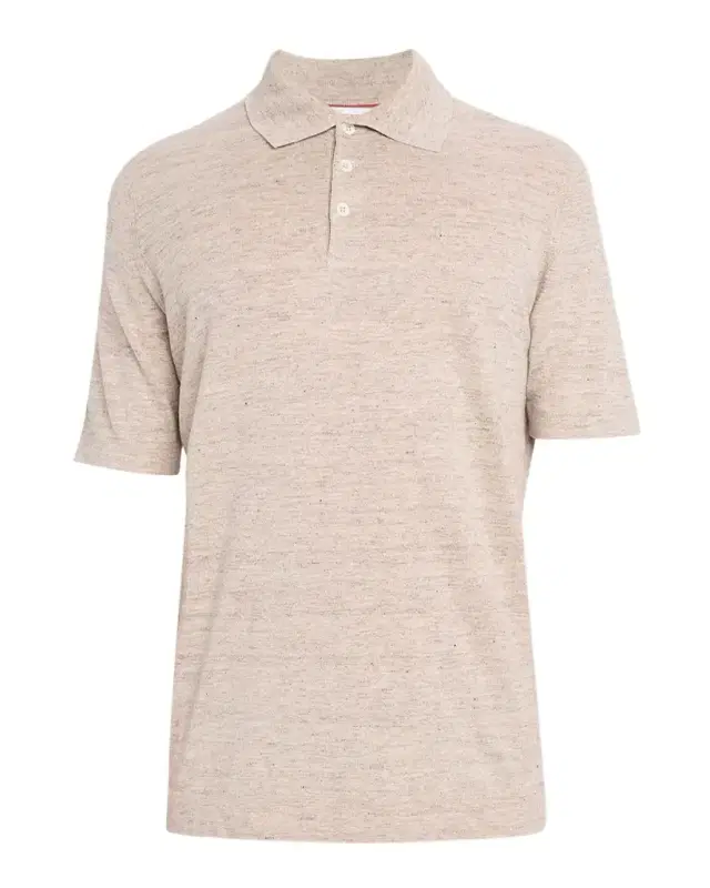 Men 's Linen and Cotton Heathered Polo Shirt
