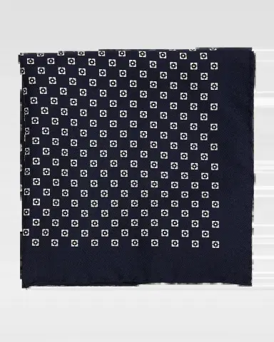 Brunello Cucinelli Men's Geometric Silk Pocket Square | Thumbnail 2