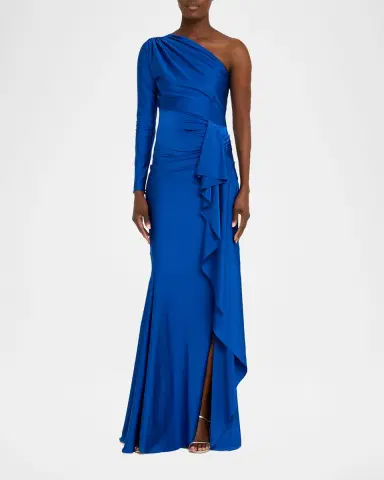 Chiara Boni La Petite Robe Serina One-Shoulder Draped Jersey Gown | Thumbnail 2 Chiara Boni La Petite Robe Serina One-Shoulder Draped Jersey Gown | Thumbnail 2