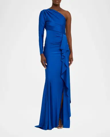 Chiara Boni La Petite Robe Serina One-Shoulder Draped Jersey Gown | Thumbnail 4 Chiara Boni La Petite Robe Serina One-Shoulder Draped Jersey Gown | Thumbnail 4
