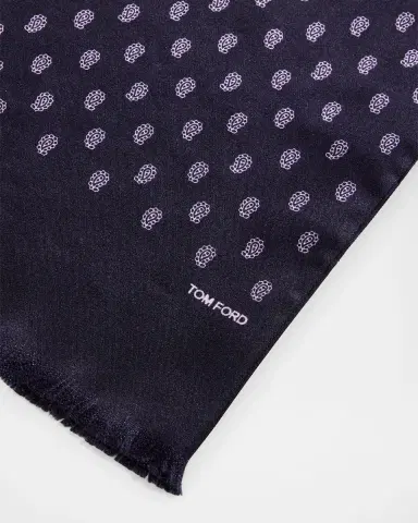Tom Ford Men's Micro Paisley-Print Mulberry Silk Scarf | Thumbnail 4 Tom Ford Men's Micro Paisley-Print Mulberry Silk Scarf | Thumbnail 4