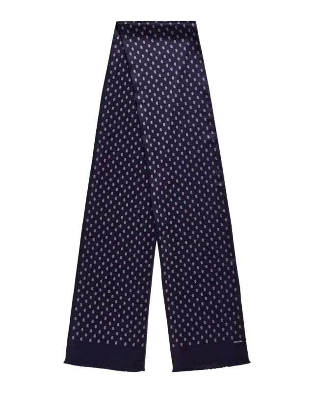 TOM FORD Men 's Micro Paisley-Print Mulberry Silk Scarf