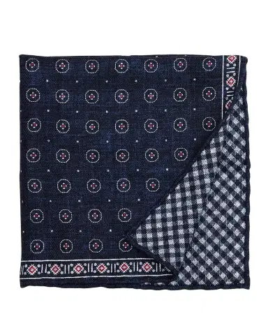 Brunello Cucinelli Men's Double-Face Geometric-Check Silk Pocket Square | Thumbnail 1 Brunello Cucinelli Men's Double-Face Geometric-Check Silk Pocket Square | Thumbnail 1