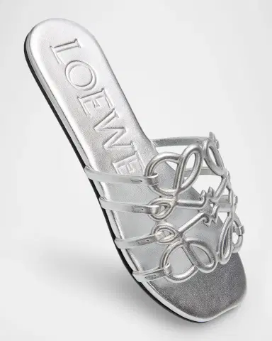 Loewe x Paula's Ibiza Petal Anagram Metallic Leather Slide Sandals | Thumbnail 3 Loewe x Paula's Ibiza Petal Anagram Metallic Leather Slide Sandals | Thumbnail 3
